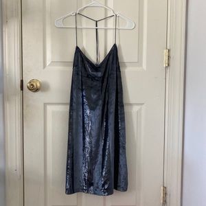 blue velvet stripe dress